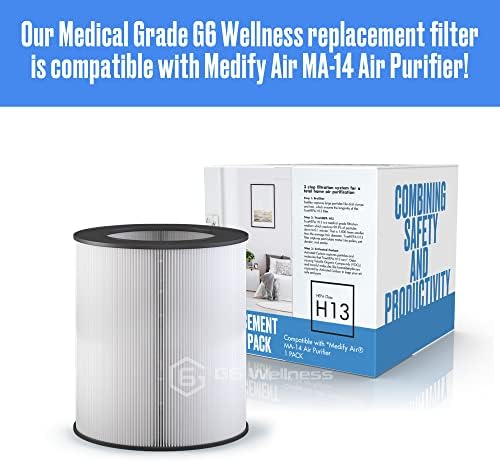 פילטר החלפת בריאות G6 תואם ל- Medify Air MA-14 מטהר אוויר | 3 בסינון אחד | כיתה רפואית מסנן HEPA